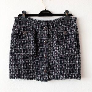 Chanel cc gems button pocket mini skirt wool cashmere knit tweed